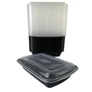24 oz Black Rectangular Containers with Lids - 150/Case - Microwavable, BPA-Free, Food Storage & Takeout Kitchen Utensils Biodegradable Microwave Safe Clamshells
