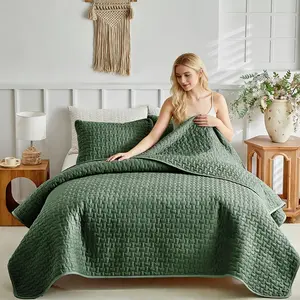 YHFYHF Queen Size Boho Plain Quilted Bedding Set, Soft Breathable Home Decor, All Seasons Use, Perfect Gift