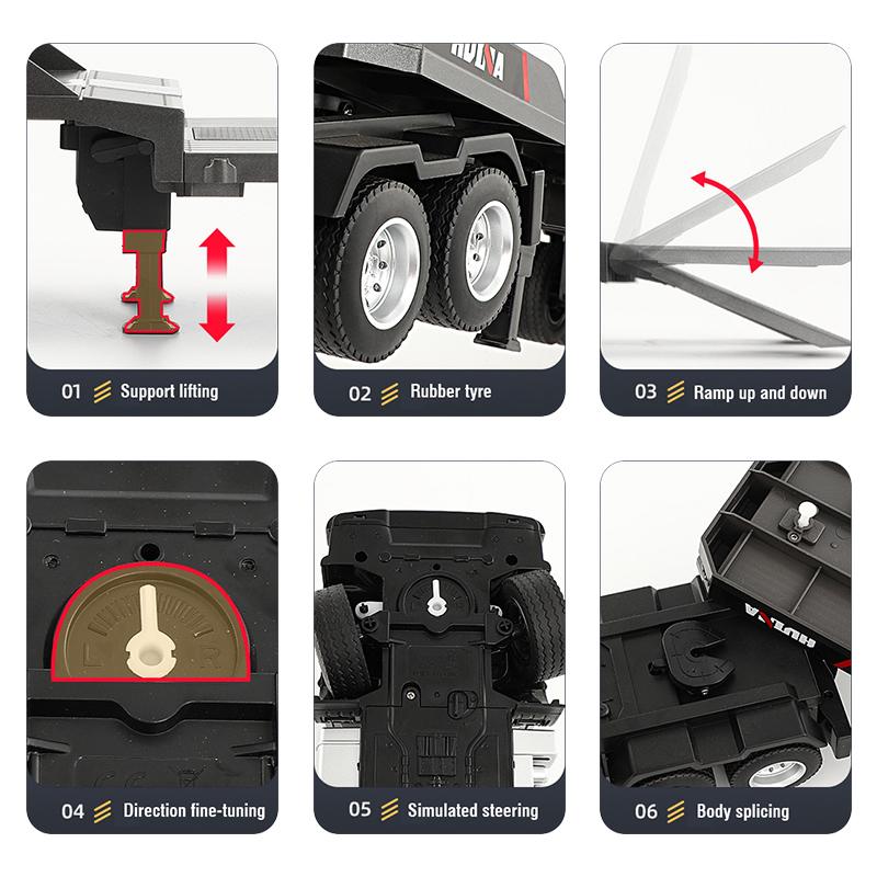 Remote Control Semi Truck & Excavator Set, 2.4Ghz Remote Control Toys, Semi-Trailer Engineering Tractor With Sound and Lights, Construction Vehicles for Boys