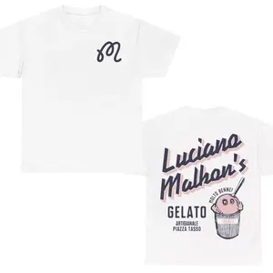 Malbon Luciana Malbon’s Gelato T-Shirt – Vintage Italian Ice Cream Graphic Tee, Retro Dessert Streetwear Shirt, Summer Unisex Cotton Apparel