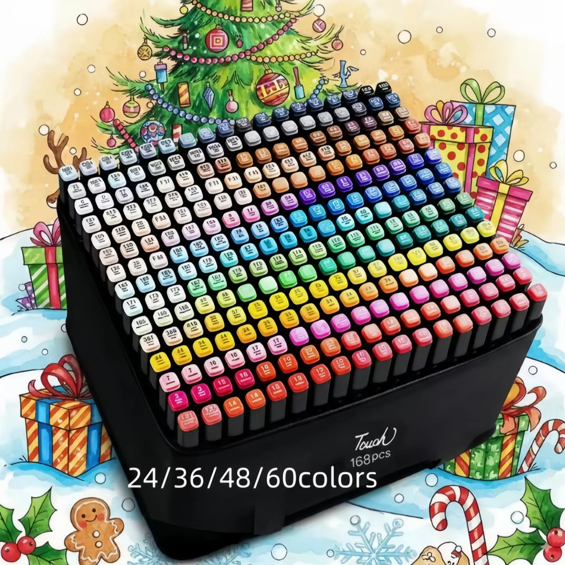 Double-Ended Art Markers Set for Calligraphy, 60/48/36/24 Colors, Ideal for Adult Drawing and Sketching, Perfect Gift for Girls, Boys and Artists, Art School Supplies, Multipurpose Art Supplies