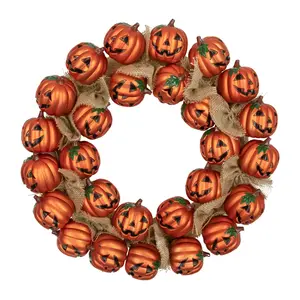 Northlight Jack-O'-Lantern & Burlap Halloween W reath 20"