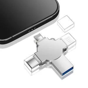 4 In 1 USB Flash Drive Thumb Drive, Portable Flash Drive, High Speed USB 3.0 External Storage Flash Drive, Multi-functional OTG Memory Stick for iPhone iPad Android Smart Phones