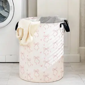 Foldable Laundry Basket with Handle, Butterfly Print Design, Durable Material, Large Capacity Storage Bin for Clothes & Toys