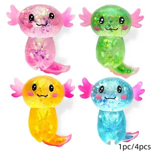 1pc/4pcs Axolotl Squishy Stress Relief Toy Glitter Fidget Toys Cute Malt Sugar Axolotl Toy Fidget Toys Fidget Toy , Party Favors Anxiety Relief Squishy Toys Stress Relief Model