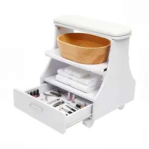 3-Tier Manicure Pedicure Cart with 4 Swivel Casters (Brakes), 110 lbs Capacity Rolling Utility Cart for Nail Salon Tools & Supplies, Beauty Salon Spa Pedicure Station