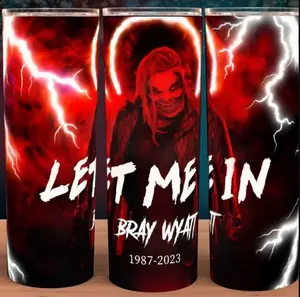Bray Wyatt The Fiend Wrestling Memorial Cup Mug Tumbler 20oz Stainless Steel Tumbler with Slide Closure Lid, Reusable Plastic Straw, Handmade Design - Drinkware