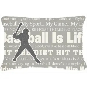 Carolines Treasures  Baseball Is Life Indoor & Outdoor Fabric Decorative Pillow