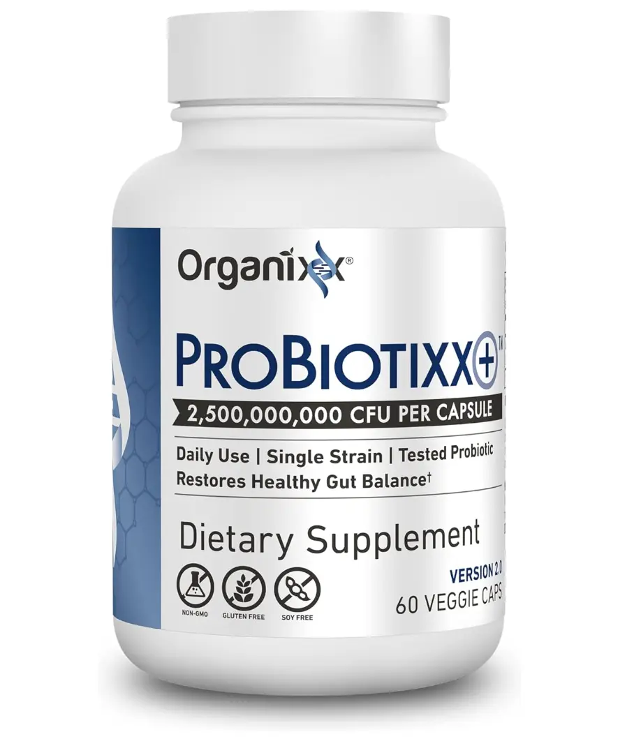 ProBiotixx+Organixx ProBiotixx+ Probiotic Supplement, Daily Probiotics for Women & Men For Digestive Health Gut Health, Immune Support, 2.5 Billion CFU, Gluten Free, Non GMO, Shelf Stable, Vitamin Supplement, 60 Vegetarian Capsules Gut Flora Fitness