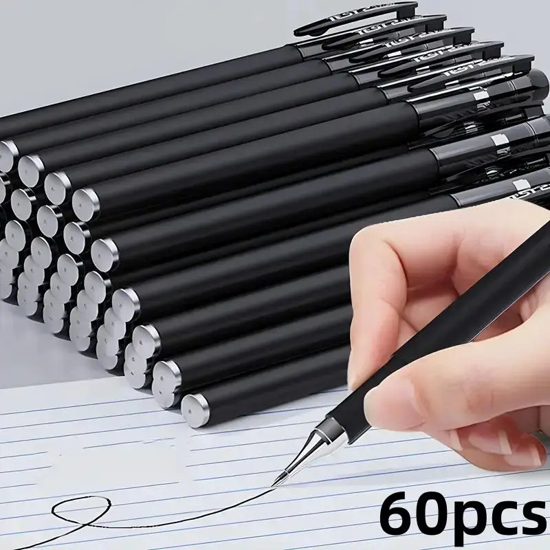 0.5mm Gel Pen (60pcs), Quick-drying Gel Pen, Black Ink Pen, Fine Tip Precision, Office Stationery & Supplies for Home School Office