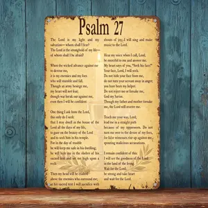 Psalm 27 Full Scripture Vintage Metal Sign - 8x12 Inch Retro Tin Wall Decor for Christian Home, Church, Office - Religious Gift for Faith & Inspiration