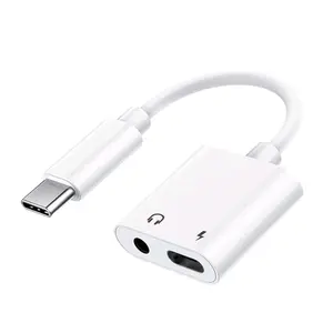 USB C to 3.5mm Headphone and Type-C Charger Adapter,2 in 1 USB C to Aux Audio Jack with 3A Fast Charging Dongle Cable Cord for iPhone 15/15 Pro Max, Galaxy S23/S22/S21/S20 Ultra, iPad Pro,Pixel Smartphone Cellphone Electronic Mobile Device Plug