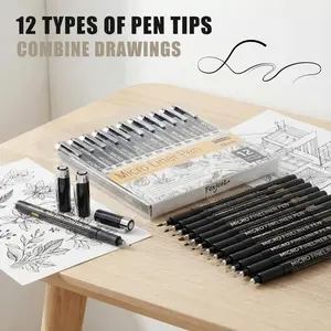 12-Pack Needle Pen Set, Quick-Dry Large Capacity, Ideal for Students, Note-Taking, Marking, Drawing, Accounting
