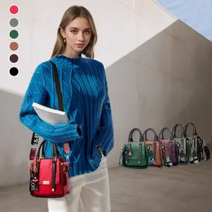 Elegant Crossbody Bag for Women Solid Color PU Leather Satchel with Detachable Wide Shoulder Strap Zipper Closure Handbag for Travel and Thanksgiving