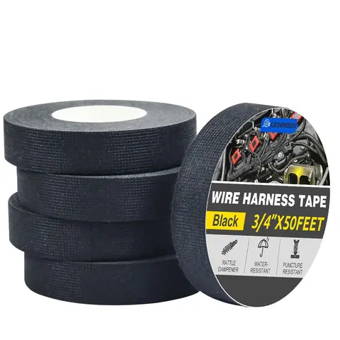 GENNISSY Heavy Duty Insulation Tape (6/10 Rolls), 0.74"x50ft, Strong Adhesive, 250℉ Heat Resistant, Flexible, Waterproof, Moisture Protection, Noise Reduction, Extra-Stick for Tight Wraps, Automotive Wiring Use