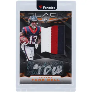 Tank Dell Houston Texans Autographed 2023 Panini Black Citrine Rookie Patch 3 Color Relic Silver Ink #211 #17/50 Rookie Card - Fanatics Authentic Certified