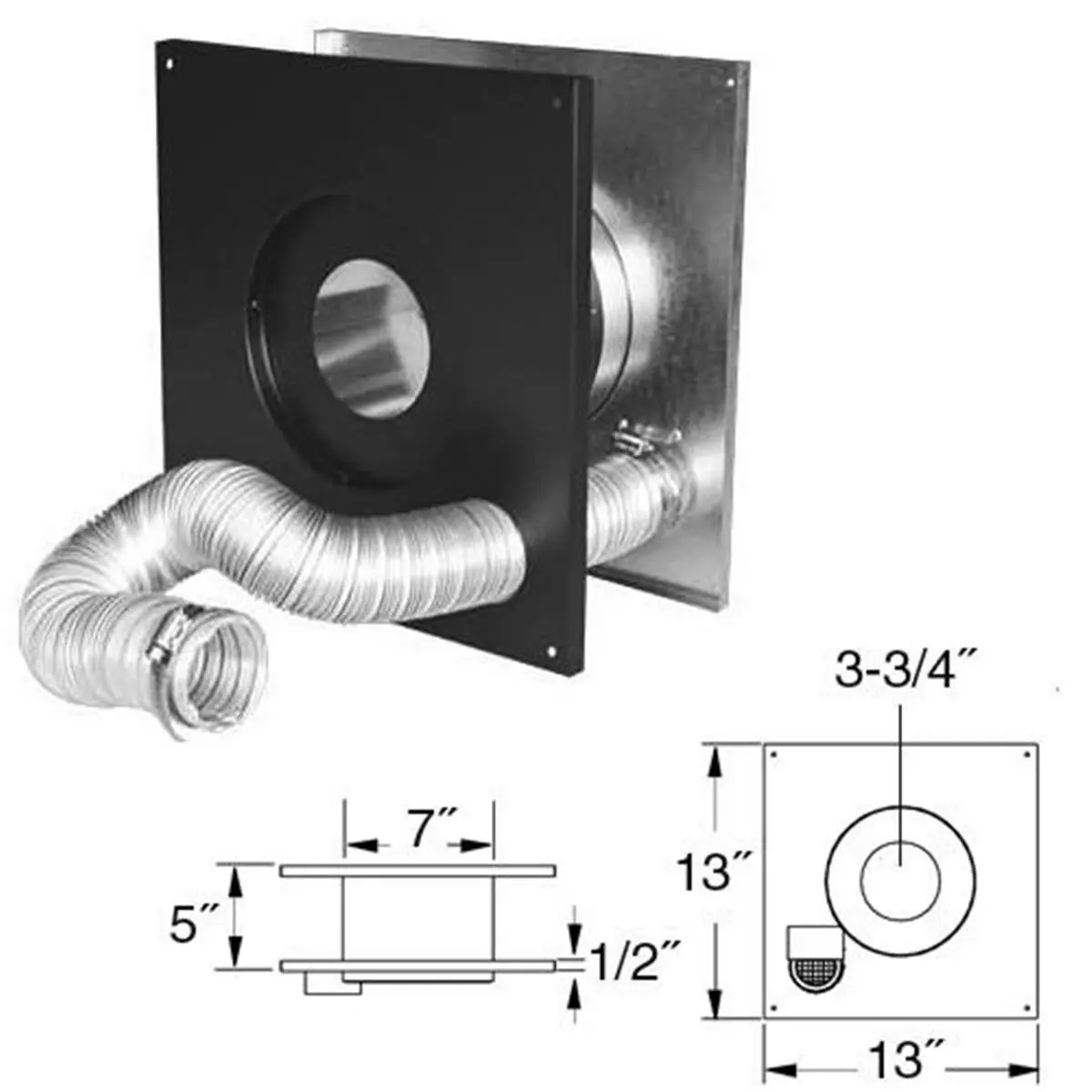 212 MAIN 3'' PelletVent Pro Wall Thimble Air Intake Kit, Dura-Vent 3PVP-WTI Model, with Insulation Ring for Home Improvement Patio Heaters & Fire Pits, Insulated Fit