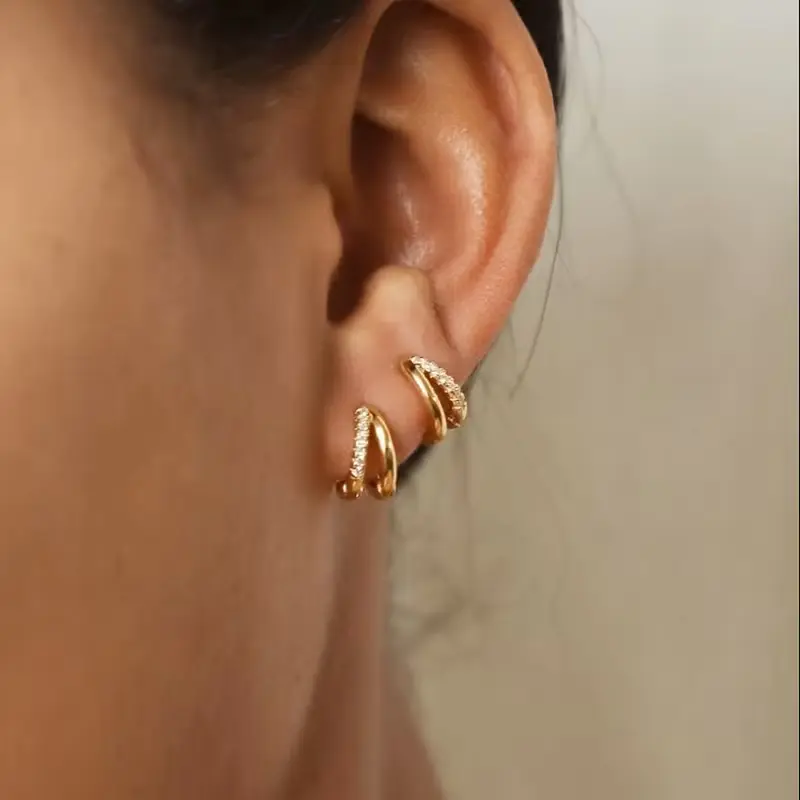 Women's Elegant Double Hoop Earrings, Minimalist Lightweight Fashion Jewelry, Everyday Wear Gift for Women