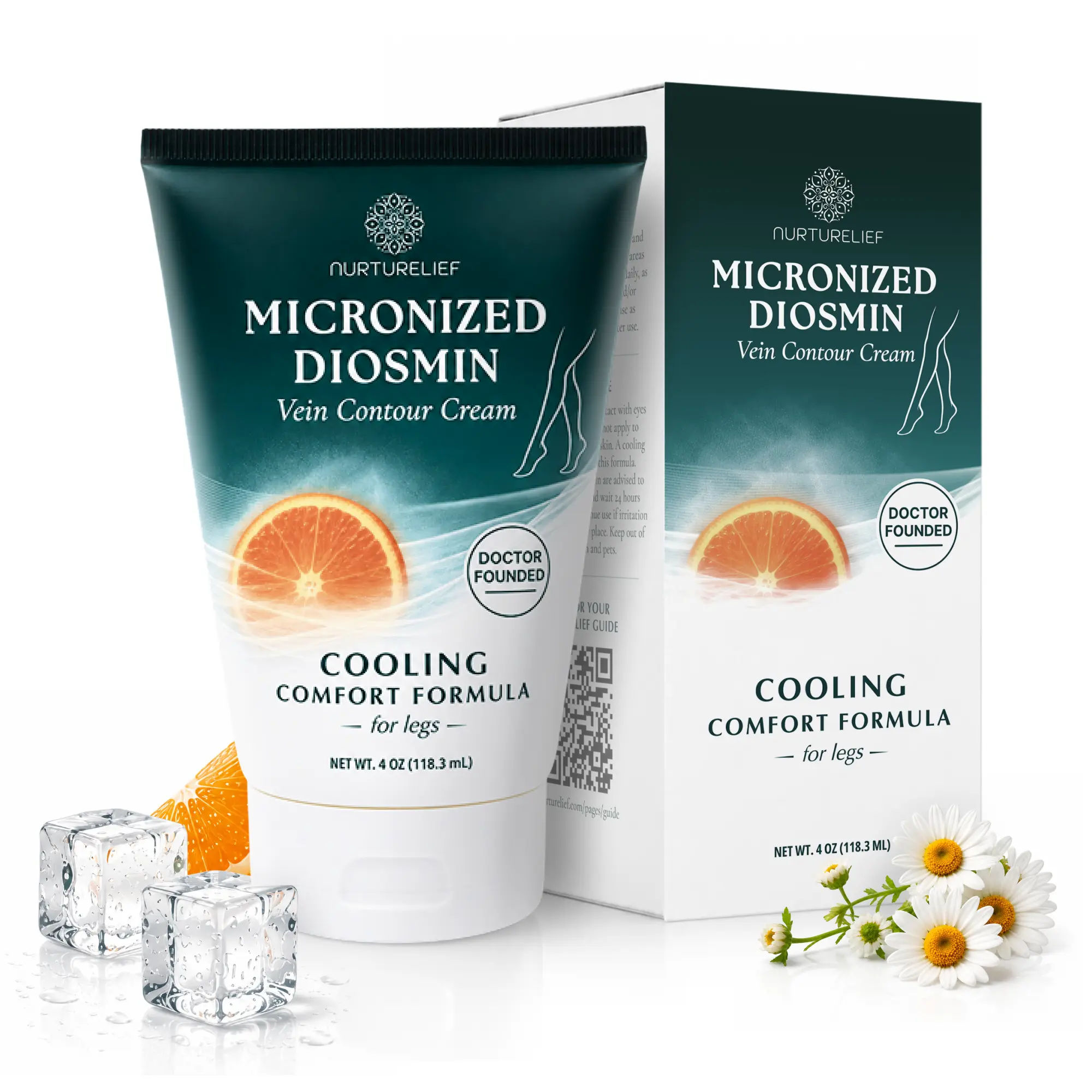 Nurturelief Cooling Comfort Formula | Doctor-Crafted Micronized Diosmin Contour Cream with Hesperidin | Silky Cosmetic Absorption Technology | Centella Cream with Horse Chestnut & Menthol