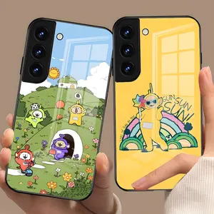 Cute T-Teletubbies-Es Phone Case for Samsung S26 S25 S24 FE S23 S22 S21 plus S20 Ultra Note20Ultra Black Glass Cover