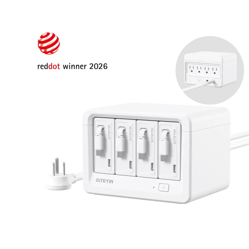 Gitryin 65W Retractable 12-in-1 Desktop Charging Dock Station, Electronic Multi-Device Power Converter Charger with USB-A Ports for Mobile Phones