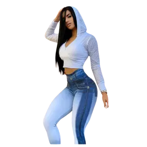 Contrast Fade Denim Leggings - One Size (Fits 0-12 US)
