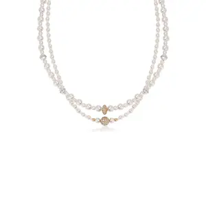 Double Pearl Chain Necklace Set