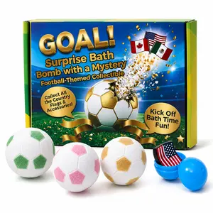 Soccer-Themed Bath Bombs for Kids with Surprise Toys, Shoe Charms & Flag Collectibles Inside, 12 Pack Fizzy Bath Bomb Gift Set, Vibrant Colors