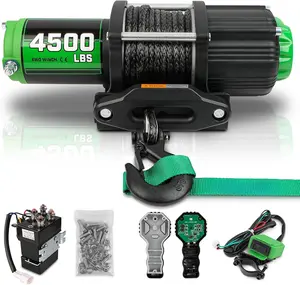 4500LB ATV Winch, with Synthetic Rope, with  Remote and Wired ,Hawse Fairlead&Hook,IP67 ,Suitable for  ATVs