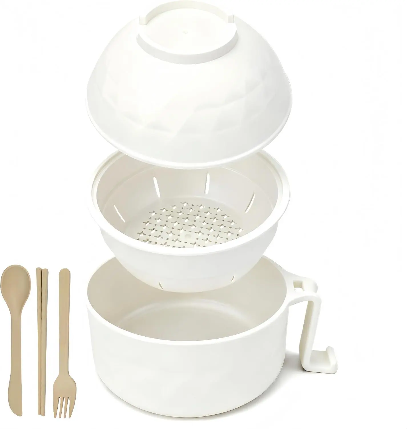 Layron Ramen Cooker Ramen Bowl Set with Chopsticks 33Oz Microwave Noodle Bowl College Dorm Room Essentials for Girls for Boys Apartment Essentials-White