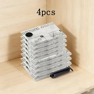 4-Pack Vacuum Storage Bags, Travel Organizer with Free Manual Pump, Dustproof Clothing Bag, Ideal for Home Moving and Packing