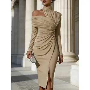 2026 New Women's Elegant Casual Knit Hollow Out Dress with Slit
