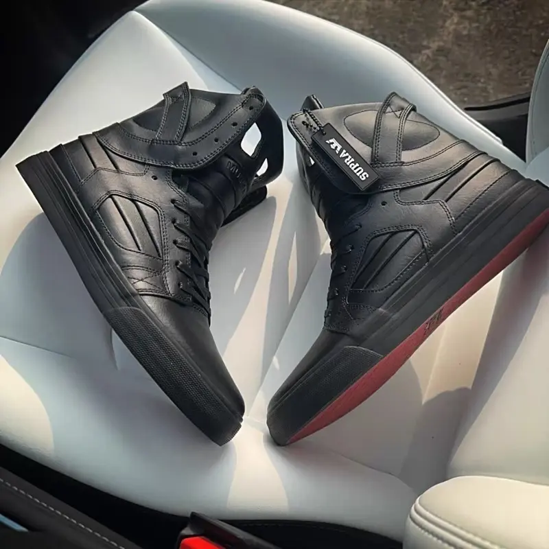 Supra Skytop 2 II Triple Black Textured Leather Mens High Top