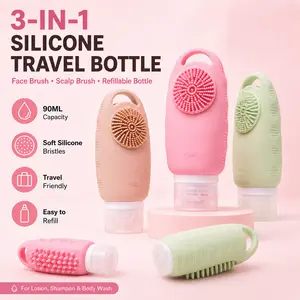 Large Capacity Leak Proof Silicone Travel Bottles Refillable Toiletry Containers, Portable TSA Approved Dispenser Jars For Shampoo, Body Wash, Lotion, Liquid Cosmetics, Ideal Travel Accessories For Outdoor Trips, Business Trips & Daily Use