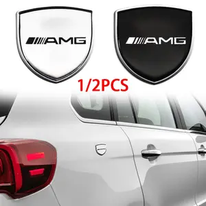 1/2pcs AMG Logo 3D Metal Car Side Fender Trunk Emblem Badge Decoration Stickers For Mercedes Benz AMG A/B/C/E/S Class W204 W205 W203 W206 W211 W212 W213 W201 W210 W220 W221 W222 W223 W251 GLC GLK CLA
