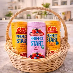Perfect Start Electrolyte Powder Bundle – Pack of Three (2 Tropical Citrus + 1 Wild Berry) | Sugar-Free Hydration Sticks