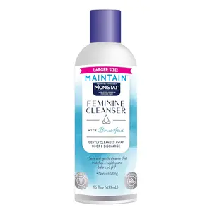 Monistat Maintain Feminine Cleanser with Boric Acid, Fragrance-Free, Gentle pH-Balanced Formula, 16 Fl Oz, Non-Irritating, Gynecologist-Tested - Sensitive