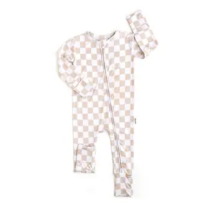 Oak Tan Checks ZIP Bamboo Toddler Outfit Baby Clothing