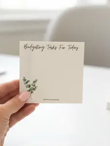 "Budgeting Tasks For Today" Sticky Notes