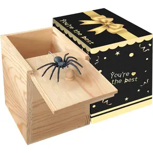 Spider Prank Big Box,Wooden Surprise,Spider Money Surprise,Handmade Fun Practical Surprise Joke Boxes,Prank Stuff
