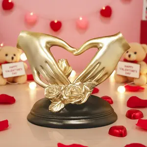 Creative Heart Gesture Resin Craft Decoration Statue, Valentine's Day Home Desktop Ornament, Anniversary Wedding Room Decor, Anniversary Statues, 1pc