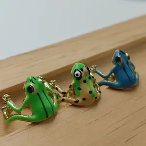 {Ring} Personalized opening adjustable green quirky frog ring, niche design cute and fashionable couple friend ring