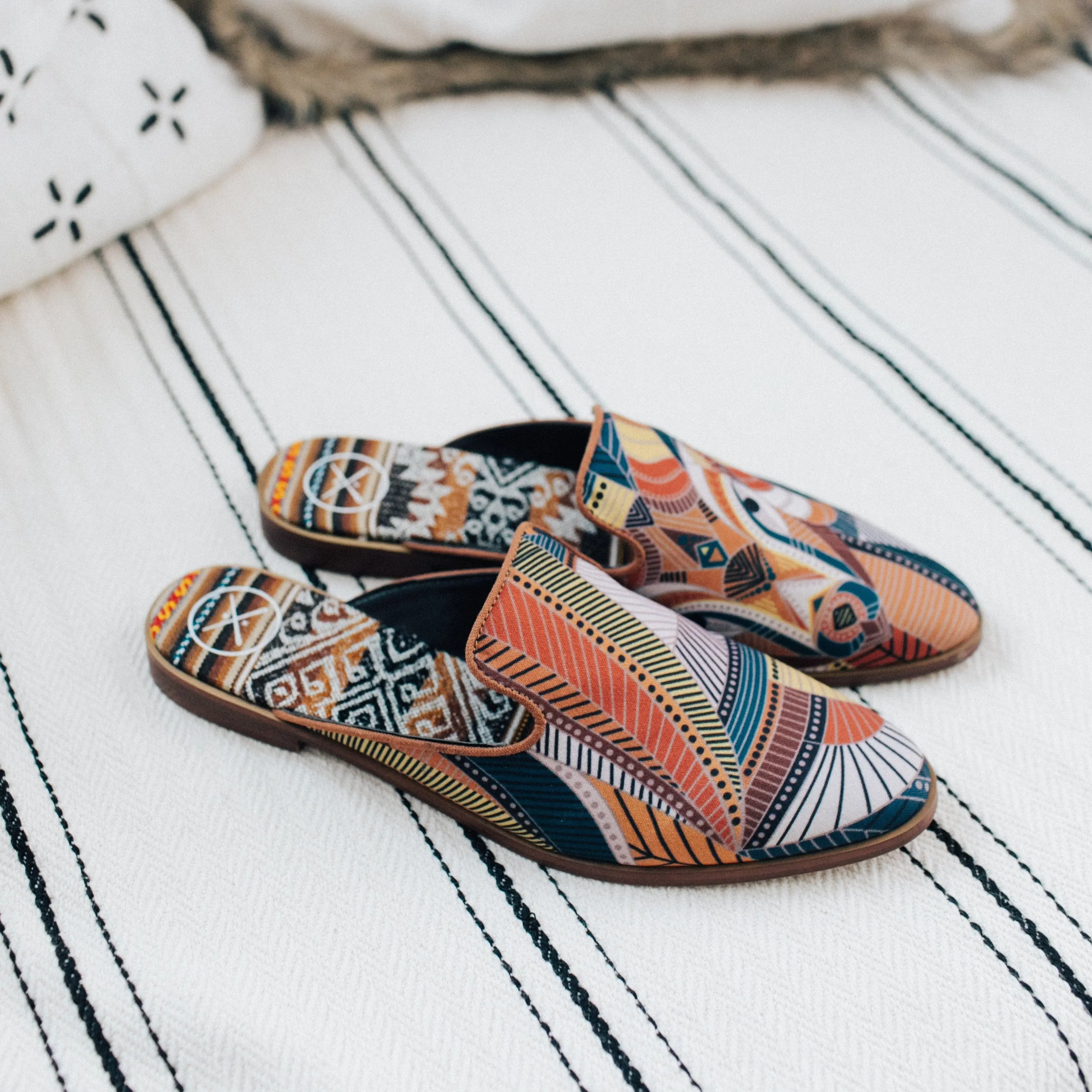 Women's Breathable Vegan Cyprus Slip On Mules - Easy Put On No Heel Clogs with Peruvian Textile Liner, Casual Shoes for Women