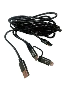 3-in-1 Fast Charging Cable, Nylon Braided USB Charger Cord with Type C & Lightning, Universal Phone Charger for iPhone 15/14/13 Pro Max, Samsung Galaxy, Android & iPad.Bend resistant. Heavy duty cable.Long charging cable 1.5m