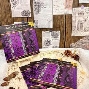 Scrapbooking Paper Pad, 12-sheet Dark Purple Scrapbooking Paper Pad, Scrapbooking Set, Cardstock for Bullet Journaling, Collage Art, Greeting Cards, Scrapbook & Crafts