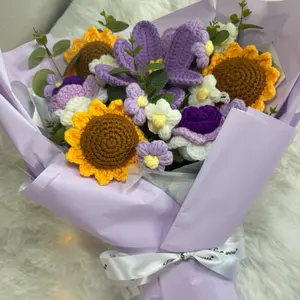 Luxury Purple & Sunflower crochet flowers