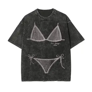 Bikini Graphic T-Shirt Last Splash Seashells And Wedding Bells Bikini Body Illusion Shirt Funny Summer Vacation Made In USA For Women For Men [Block Core Threads cotton t-shirt/sweatshirt/hoodie, soft and comfortable]