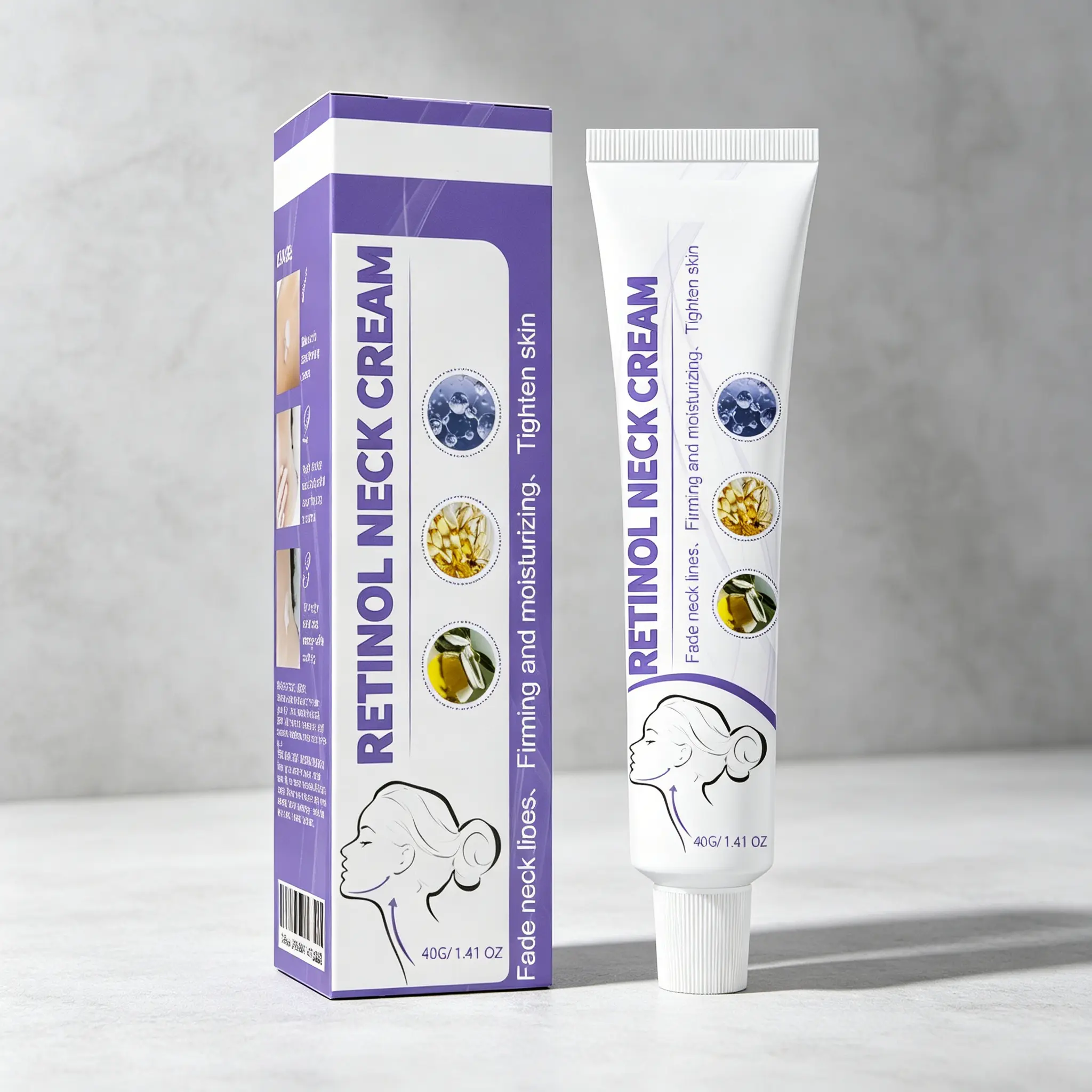 Retinol Neck Cream 40g – Fades Neck Lines & Wrinkles – Firms, Tightens & Moisturizes Sagging Neck Skin – Anti-Aging Cream for Youthful, Smooth Décolletage – Daily Neck Care