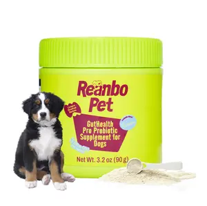 Reanbo Pet Probiotic Dog Supplements - Natural Pet Care for Digestive Health - 4 Billion CFU Vet-Approved Formula - 25 Scoops Money-Back Guarantee