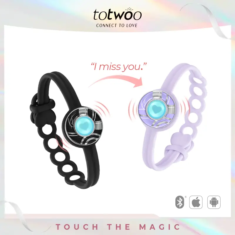 totwoo Candy Waves Long Distance Touch Bracelets Functional Love Connect Gift For Boyfriend or Girlfriend or your Familay